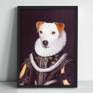 Personalized Dog Renaissance Painting Customized Pet Memorial Canvas Art -The Pearl Queen
