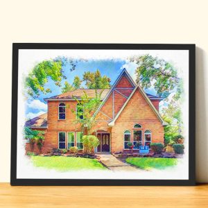 Custom Watercolor House Painting Personalized Housewarming Memorial Gift for Fist Home Ornament