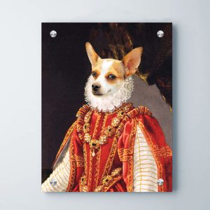 Custom Renaissance Pet Portrait Canvas Wall Art Prints- The Queen of Roses Pet Paintings