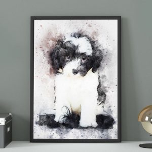 Custom Pet Portrait Watercolor Canvas Art Print from Your Cat Dog Photo