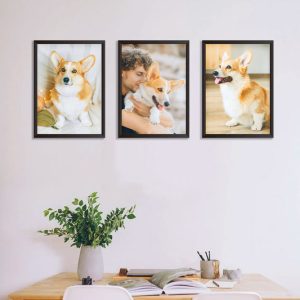 3 Panels Custom Pet Canvas with Your Dog Cat Photo Personalized Framed Wall Art Set