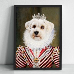 Personalized Pet Renaissance Painting Portrait Canvas Prints with Dog Photo - The Queen