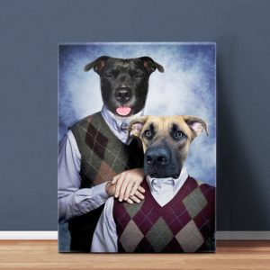 Custom Step Brothers Portrait Canvas for Pet and Pet Owner, Pet Brothers