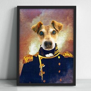 Custom Pet Renaissance Portrait Canvas Wall Art Prints with Dog Face - The Admiral