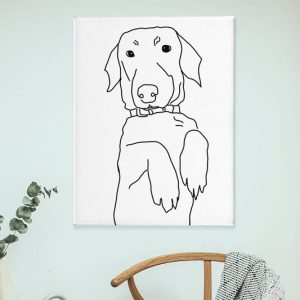 Custom Pet Portrait Line Art Canvas Made from Dog Photo Personalized Dog Memorial Gift